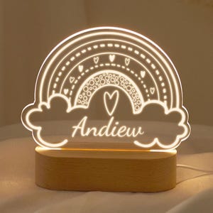 Veilleuse arc-en-ciel personnalisée, lampe personnalisée, décoration de chambre d'enfant, cadeau de nouveau-né - Trois modes d'éclairage