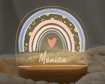 Veilleuse arc-en-ciel personnalisée, cadeau déco chambre d'enfant pour nièce, cadeau d'anniversaire pour enfant, cadeaux de baby shower, cadeaux pour petite fille