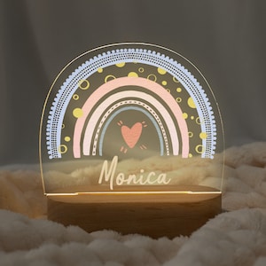 Personalized rainbow night light, nursery decor gift for niece, kids birthday gift, baby shower gifts, toddler girl gifts