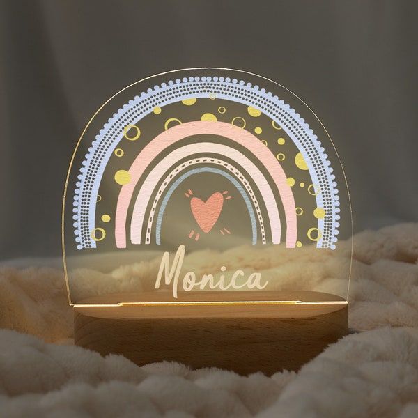 Personalized rainbow night light, nursery decor gift for niece, kids birthday gift, baby shower gifts, toddler girl gifts