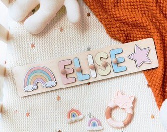 Personalized Baby Name Puzzle Gifts with Pegs, Wooden Name Puzzle, 1st Birthday Gifts, Educational Toys for kids, Baby Shower Gift
