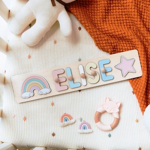Personalized Baby Name Puzzle Gifts with Pegs, Wooden Name Puzzle, 1st Birthday Gifts, Educational Toys for kids, Baby Shower Gift