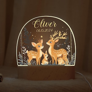 Custom Night Light with Base, Animals Night Lamp, Birth Gift for Baby, Baby Night Light, Newborn Gift, Baby Bedside Lamp, Nursery Decor