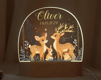 Custom Night Light with Base, Animals Night Lamp, Birth Gift for Baby, Baby Night Light, Newborn Gift, Baby Bedside Lamp, Nursery Decor