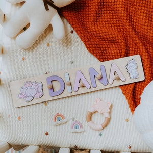 Wooden Name Puzzles, Personalized Gifts For Toddler, First Christmas Boy Gift, Unique Baby Gift, Rainbow Nursery Decor