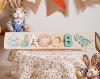 Baby 1st Birthday Gifts, Personalized Baby Name Puzzle Gifts with Pegs, Baby Name Puzzle, Educational Toys for kids,Baby Shower Gift