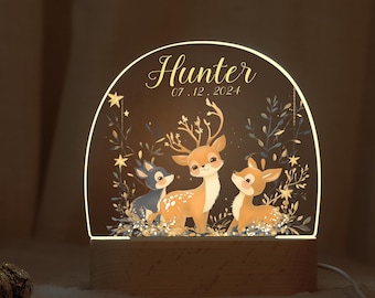 Personalized Night Light with Base, Animals Night Lamp, Birth Gift for Baby, Baby Night Light, Newborn Gift, Baby Bedside Lamp,Nursery Decor