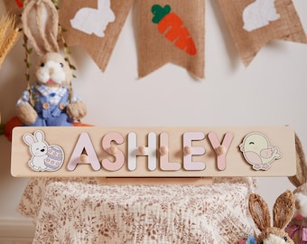 Custom Easter Name Puzzle, Baby Easter Gift Personalized, Montessori Toddler Toys, Custom Gifts For Kids, First Christmas Gift