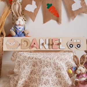 Baby 1st Birthday Gifts, Personalized Baby Name Puzzle Gifts with Pegs, Baby Name Puzzle, Educational Toys for kids,Baby Shower Gift