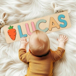 Easter name puzzle for kids, Custom Easter gift baby name puzzle, Birthday gifts for boys and girls, Educational baby montessori toy gifts