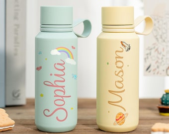 Botella de agua personalizada para niños, botella de agua escolar, vaso para niños, botellas de agua para niños y niñas, regalos para niños pequeños, regalo de regreso a la escuela