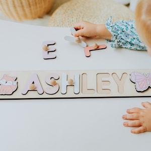 Personalized Name Puzzles, Name Puzzle with Pegs, Baby First Christmas Gift, Wooden Toys, Baby Shower Gift for Kids, Custom Wood Name Puzzle