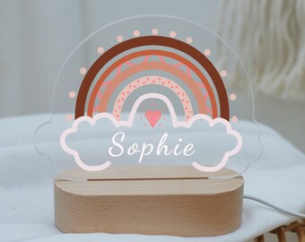Custom rainbow night light, baby night light, nursery decor, kids birthday gift, shower gifts, girls room decor, toddler girl gifts
