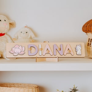 Personalized Name Puzzle with Pegs, Montessori Toddler Toys, Baby Best Christmas Gift, Birthday Gifts, Baby Girl Gifts, Wooden Name Puzzle