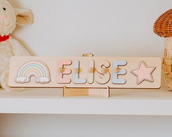 Personalized Name Puzzle With Pegs | First Christmas Gift  Montessori Toddler Toys Custom Gifts For Kids Nursery Name Sign Wood Name Puzzle