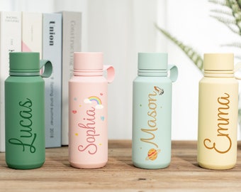Botella de agua personalizada para niños, botella de agua escolar, vaso para niños, botellas de agua para niños y niñas, regalos para niños pequeños, regalo de regreso a clases.