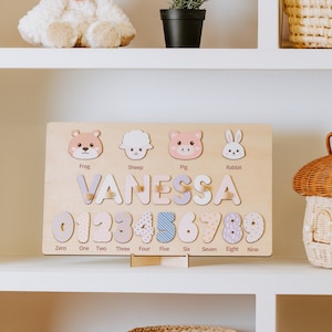 Personalized Puzzle Name Board, Toy Gifts for Baby Girls, Custom Name Puzzle for Toddlers, Custom Wooden Baby Keepsake, Baby Shower Gift
