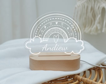Custom Name Night Light, Rainbow Night Light, Nursery Decor, Lamp for Kids