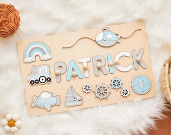 Personalized Wooden Busy Board Name Puzzle, First Birthday Gifts For Kids, Baby Gift, Gift for Kids, Custom Toddler Montessori Toys For Kids