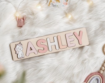 Custom Handmade Name Puzzle, Christmas Easter gifts for kids, wooden name sign educational toys for baby birthday, baby shower present