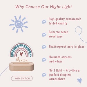 Nursery night Light, cute LED rainbow night light or nursery breastfeeding lamp, soft warm glow baby light for nursery decor image 4