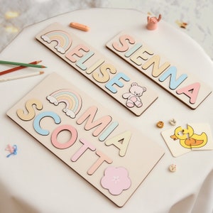 Custom Handmade Name Puzzle, Christmas Easter gifts for kids, wooden name sign educational toys for baby birthday, baby shower present