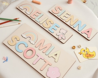 Custom Handmade Name Puzzle, Christmas Easter gifts for kids, wooden name sign educational toys for baby birthday, baby shower present