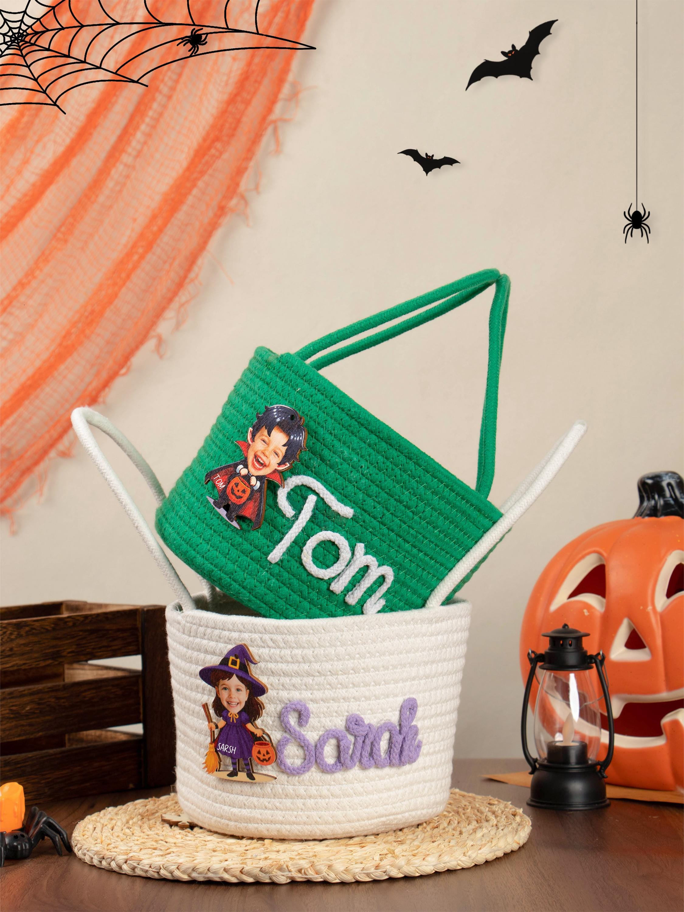 Halloween Trick or Treat Basket, Custom Basket with Name, Halloween Basket, Halloween Candy Basket, Halloween Tote, Halloween Gift For Kid