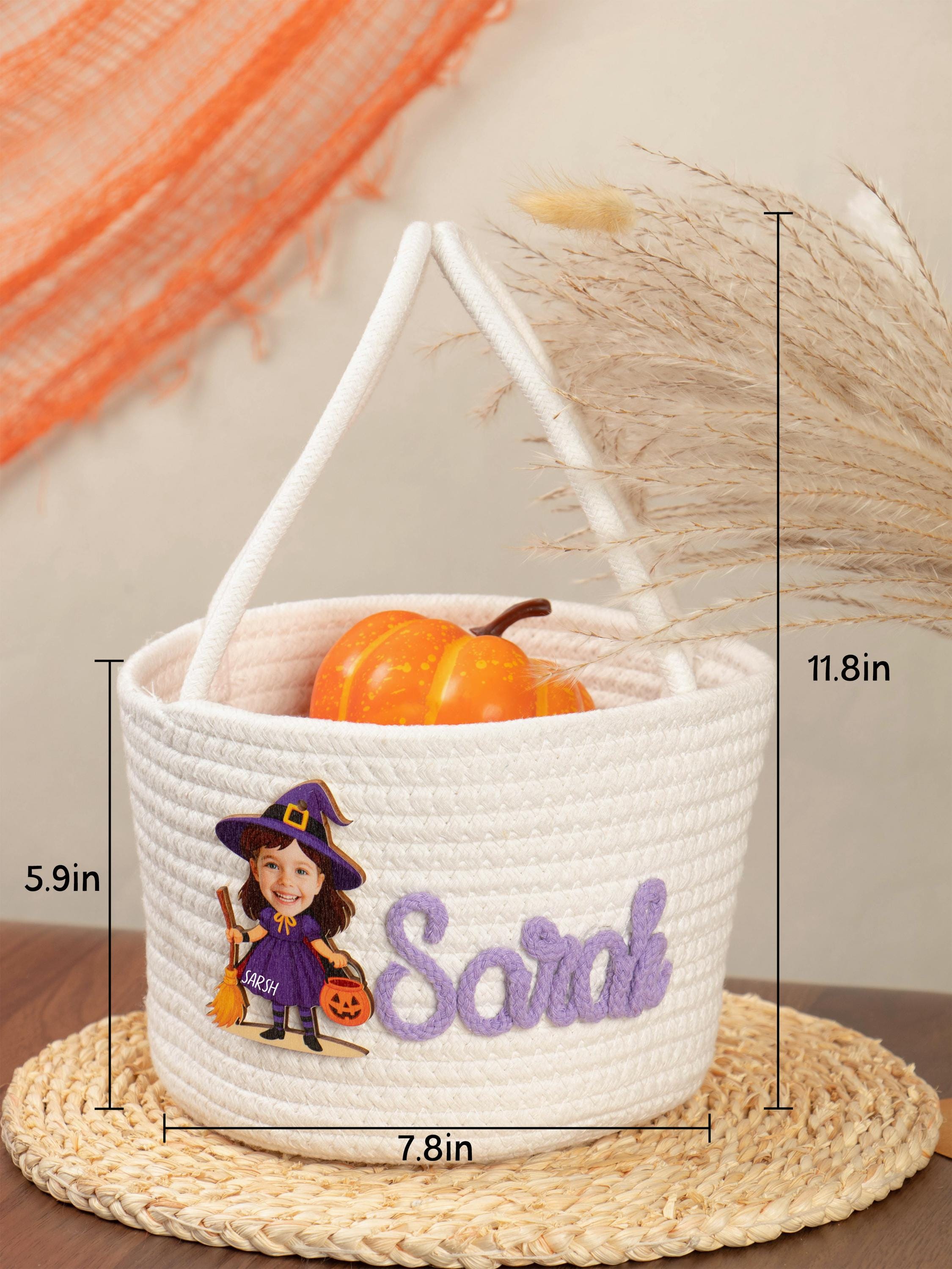 Halloween Trick or Treat Basket, Custom Basket with Name, Halloween Basket, Halloween Candy Basket, Halloween Tote, Halloween Gift For Kid