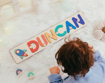 Babynaampuzzel, gepersonaliseerde naampuzzel, 1e verjaardag baby, kerstcadeaus, houten speelgoed, aangepast naambord