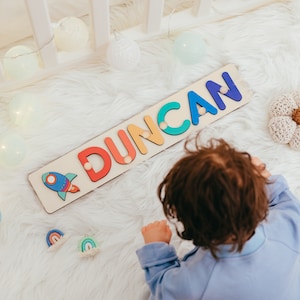 Personalized name puzzle for kids, baby name puzzle, birthday gifts for boys and girls, baby montessori toy gifts, baby shower gift image 4