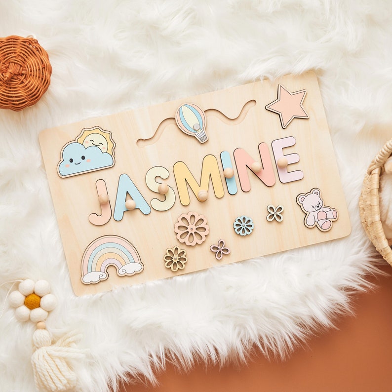 Personalized Busy Board Name Puzzle, Baby Gift, First Birthday Gifts For Kids, Gift for Kids, Custom Toddler Montessori Toys, Wooden Toy image 4