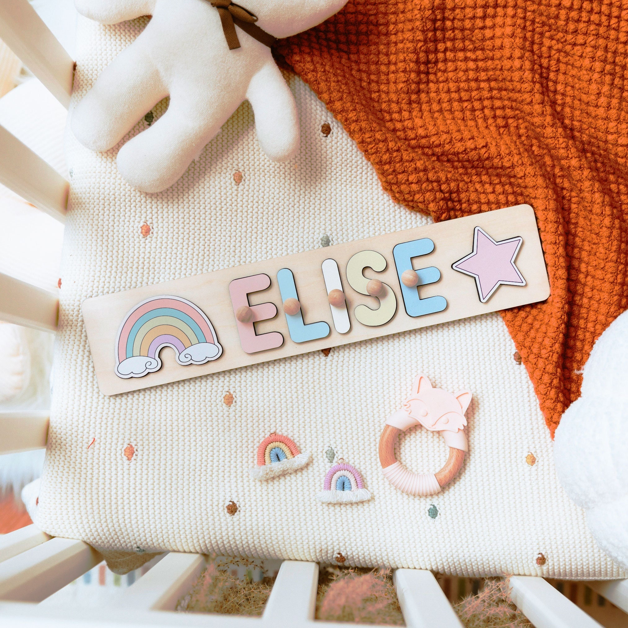 Personalized Baby Name Puzzle Gifts with Pegs, Wooden Name Puzzle, 1st Birthday Gifts, Educational Toys for kids, Baby Shower Gift