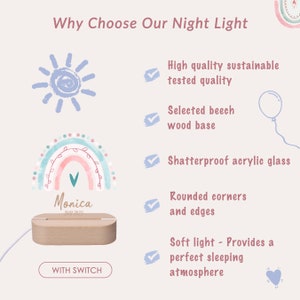 Custom baby night light, portable dimmable small kids night light for bedroom, soft warm light for breastfeeding image 4