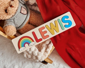 Custom Handmade Name Puzzle, Christmas Easter gifts for kids, wooden name sign educational toys for baby birthday, baby shower present