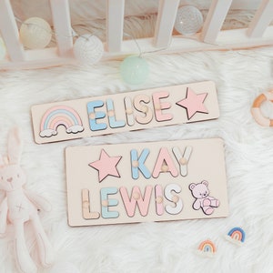 Personalized name puzzle for kids, baby name puzzle, birthday gifts for boys and girls, baby montessori toy gifts, baby shower gift image 6