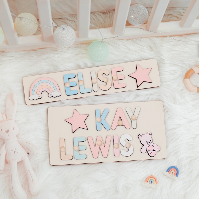 Personalized name puzzle for kids, baby name puzzle, birthday gifts for boys and girls, baby montessori toy gifts, baby shower gift image 6