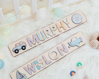 Personalized Name Puzzle With Pegs, New Christmas Gifts for Kids, Wooden Toys, Baby Shower, Custom Toddler Toys, First Birthday 1st Gifts