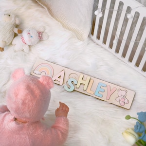 Juguete educativo, aprendizaje, juego y exhibición, rompecabezas de madera con nombres para niños, letras, aprendizaje, juego, regalo para habitación de niños para todas las edades 1, 2, 3, 4, 5, 6 años