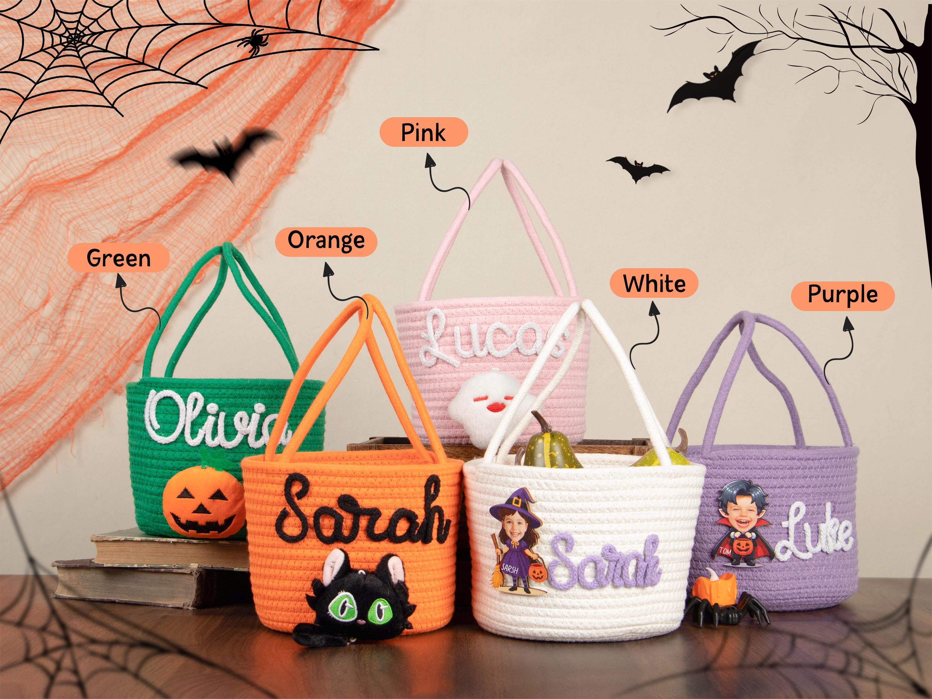 Halloween Trick or Treat Basket, Custom Basket with Name, Halloween Basket, Halloween Candy Basket, Halloween Tote, Halloween Gift For Kid