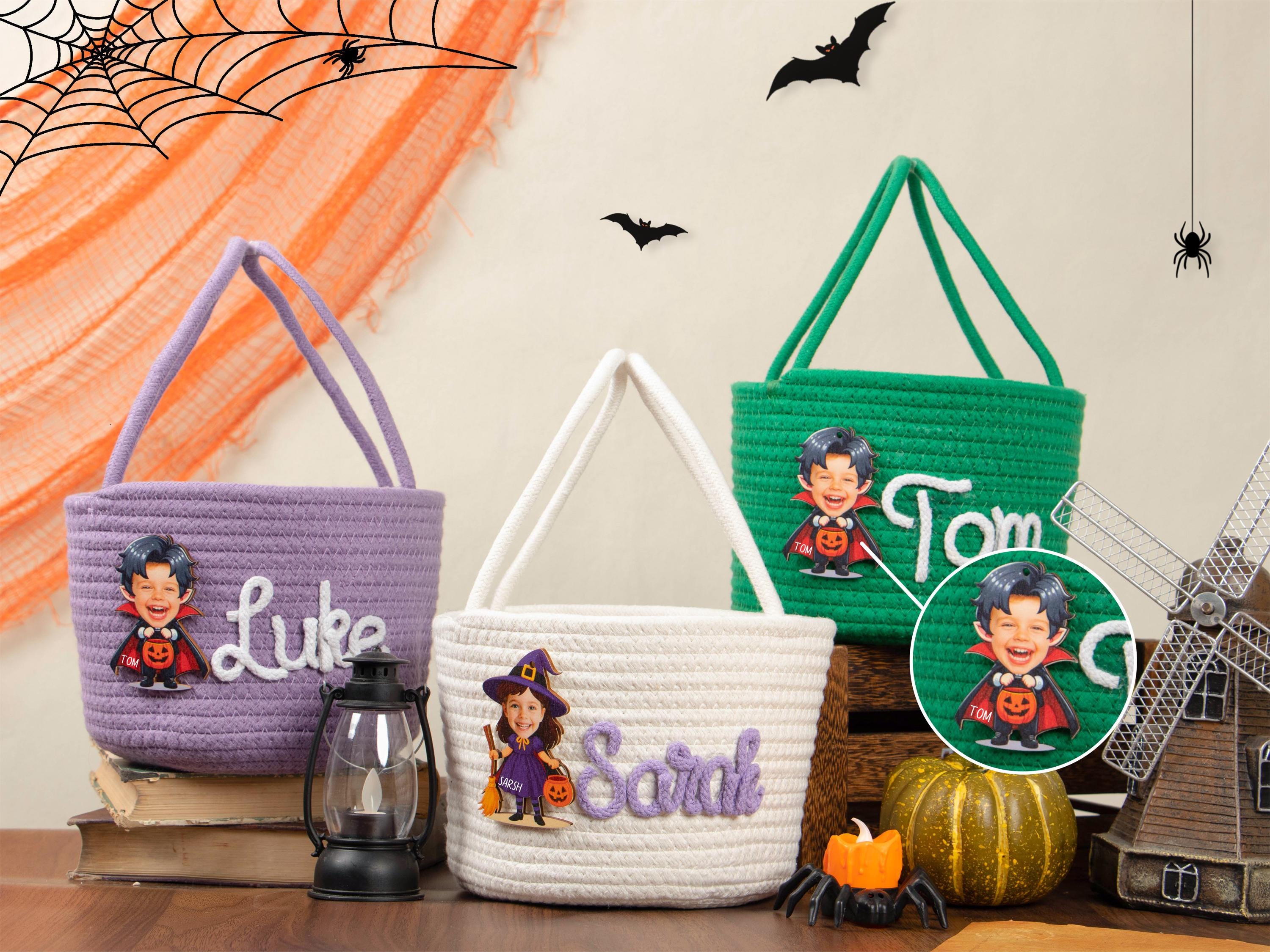 Halloween Trick or Treat Basket, Custom Basket with Name, Halloween Basket, Halloween Candy Basket, Halloween Tote, Halloween Gift For Kid