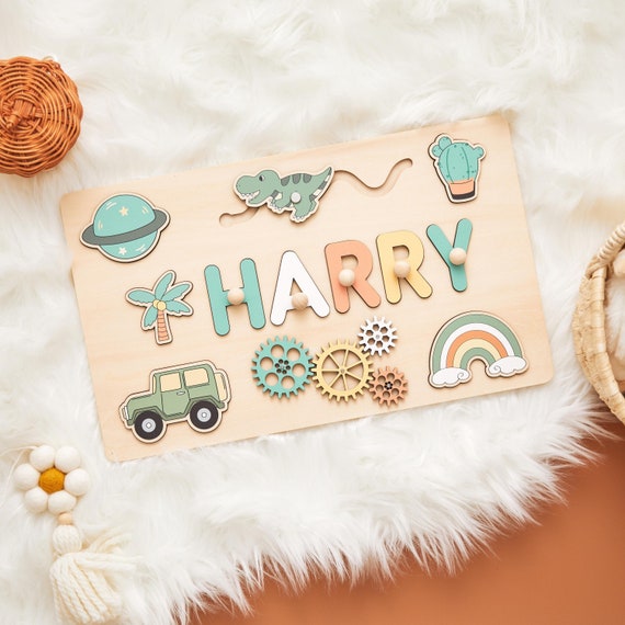 Personalized Busy Board Name Puzzle, Baby Gift, First Birthday Gifts For Kids, Gift for Kids, Custom Toddler Montessori Toys, Wooden Toy