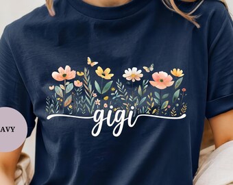 Comfort Colors® Gigi Floral T-shirt Grandma Gift For Mothers Day Birthday gift New Baby Announcement Shirt