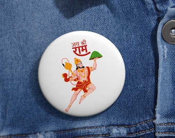 Hanuman Pin Jai Shree Ram Button for Hindu Devotion and Spirituality for Ram Bhakt Hanuman bhakt Pin Hanuman Jayanti Ram Navmi