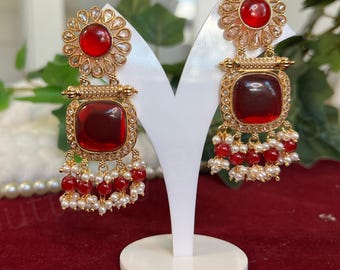 Indian Jewelry Drop Jhumka Lightweight Earrings Indian jewelry Stone Bollywood Jhumki Ethnic Wedding Earring Traditional Earrings