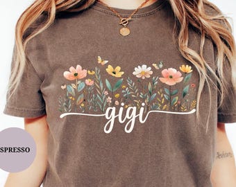 Comfort Colors® Gigi Floral T-shirt Grandma Gift For Mothers Day Birthday gift New Baby Announcement Shirt