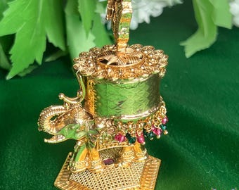 Haldi Kumkum Dabbi Gold Plated Sidoor Dabbie Shree Ram Sindoor box Wedding Gift Pooja gift House warming Haldi Kumkum Women Traditional gift
