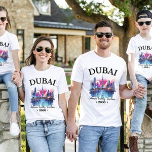 Custom Dubai Trip Dubai Girls Trip Family Matching T-Shirt with personalized Family Name UAE Vacation Shirt family reunion Shirt Dubai Shirt