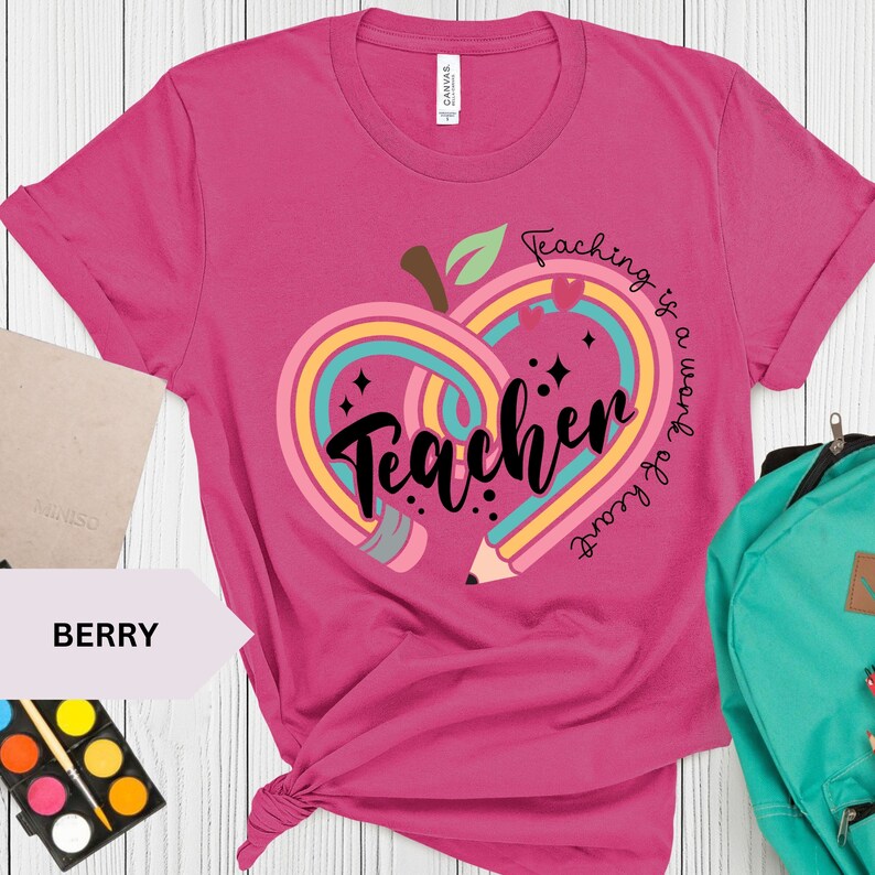 Funny Teacher T-Shirt For Women - Cute Teaching Graphic Tee, Comfortable Cotton Blend Top, Gift For Educators (Pink, Small) - View #4