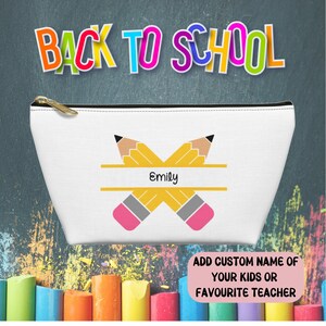 Custom Back To School Pencil Pouch Personalized Name Back to school gift pencil pouch with name Cute Gifts for First day of school supplies